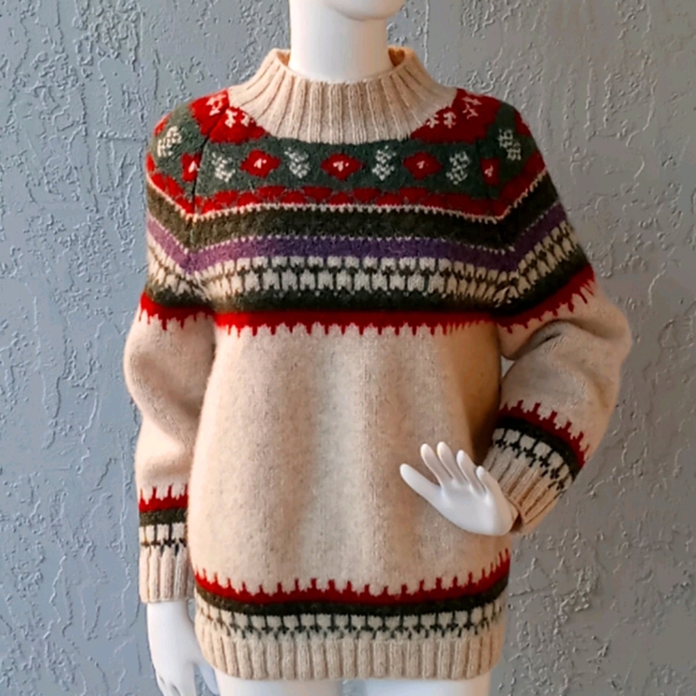 Moda International Mock Fair Isle Tunic Sweater